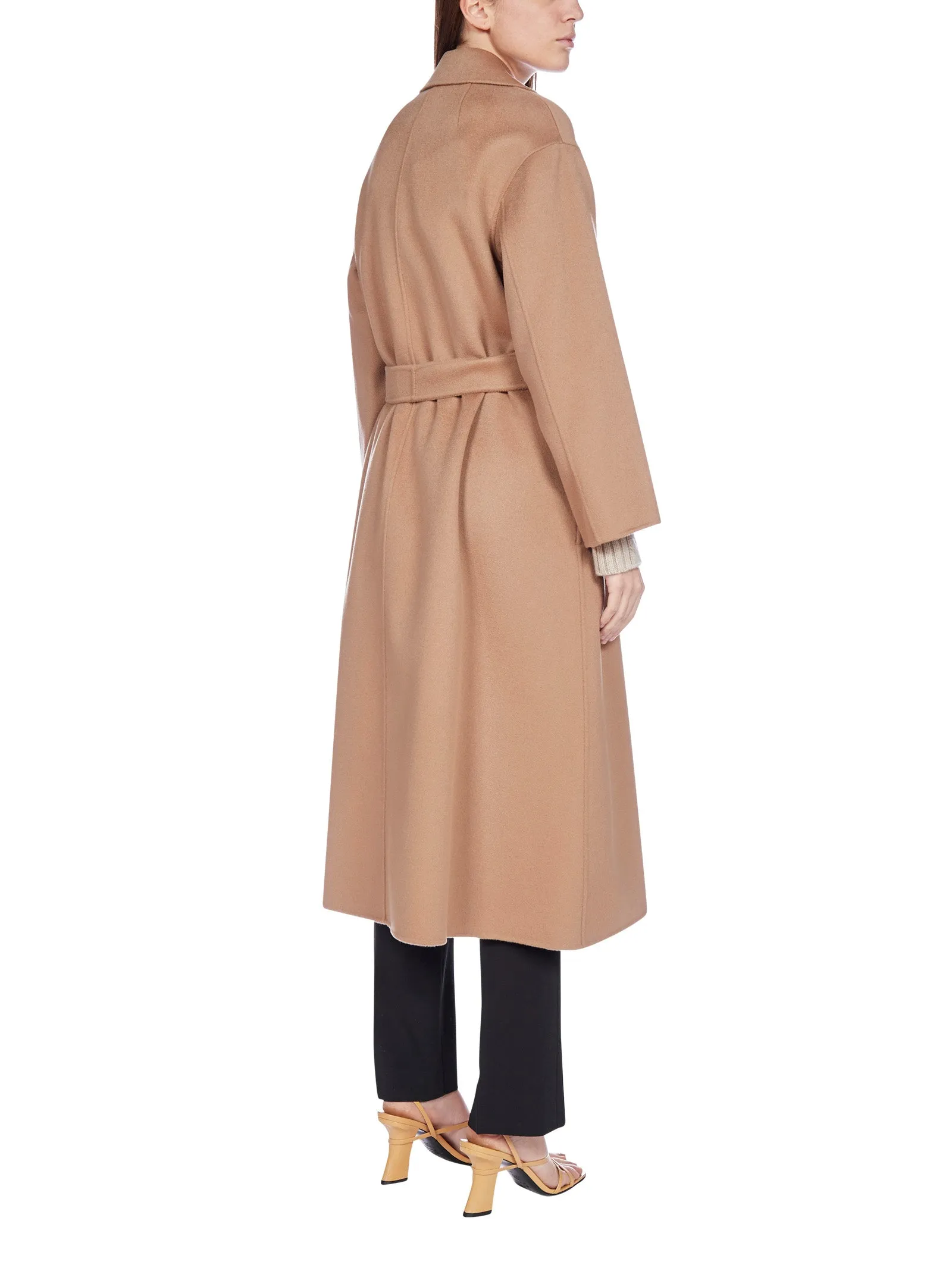 Elegant S Max Mara Elena Wool Wrap Coat in Classic Camel Color