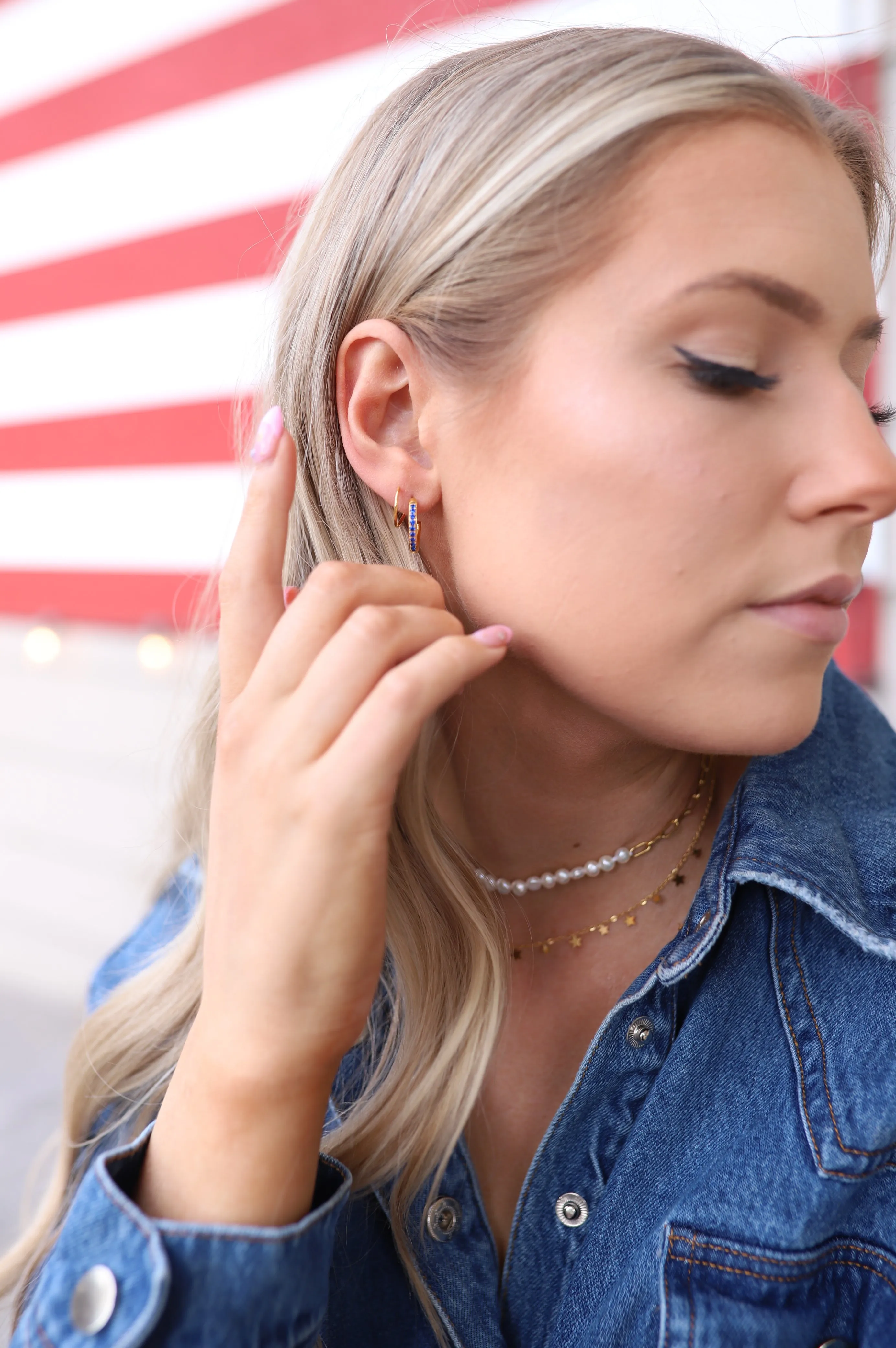 Sapphire Double Twist Hoop