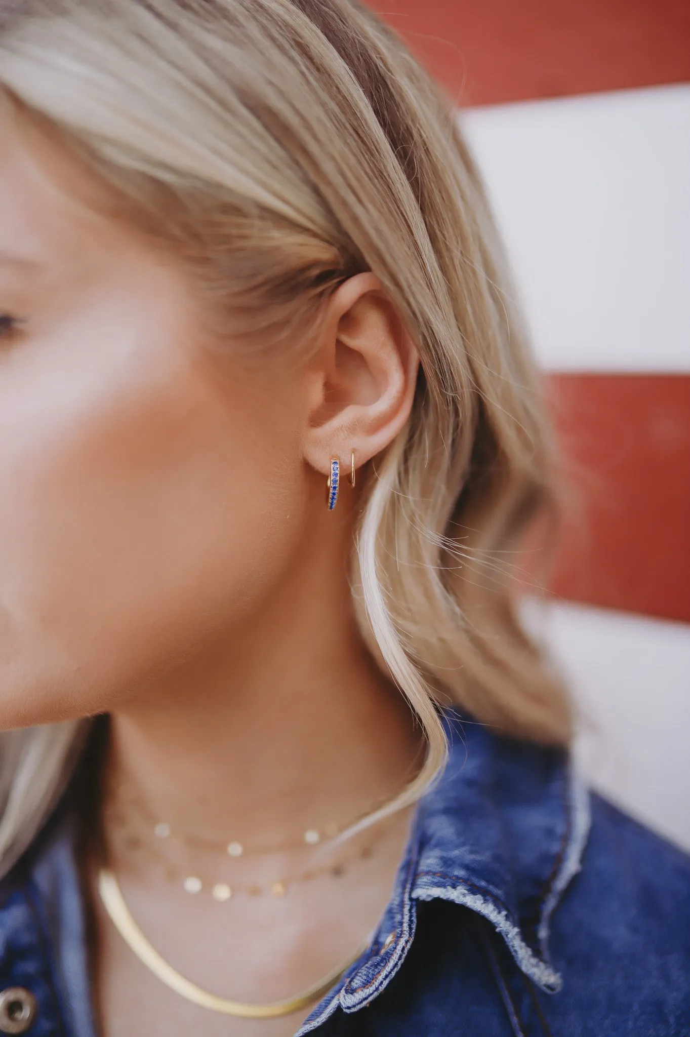 Sapphire Double Twist Hoop