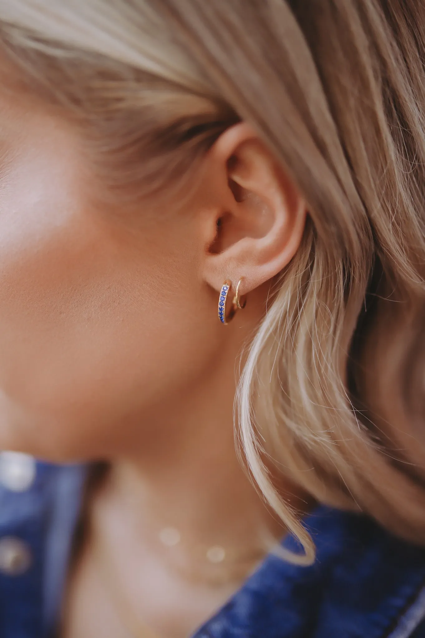 Sapphire Double Twist Hoop