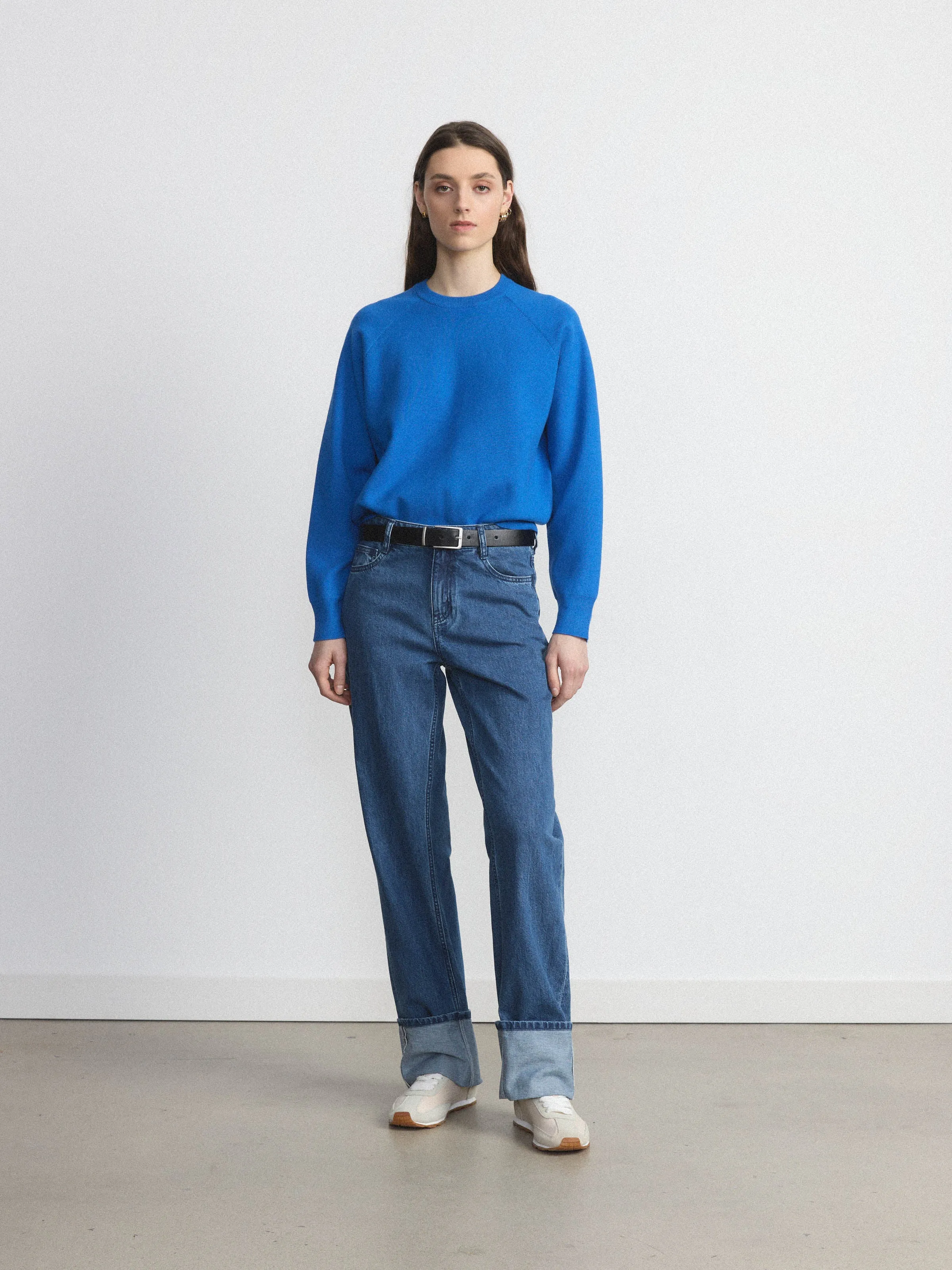 The Compact Raglan Sweater in Nautical Blue