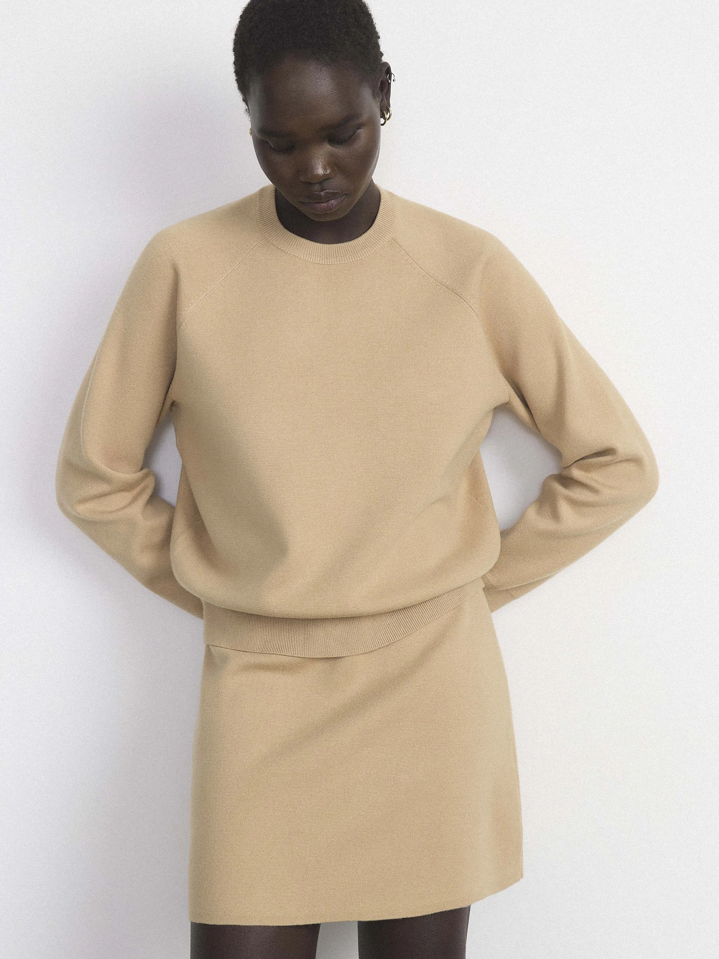 The Compact Raglan Sweater in Sandstone