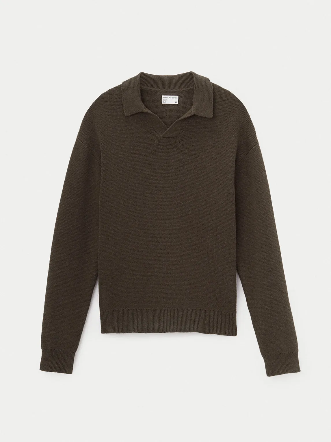 The Relaxed Johnny Collar Sweater in Dark Taupe