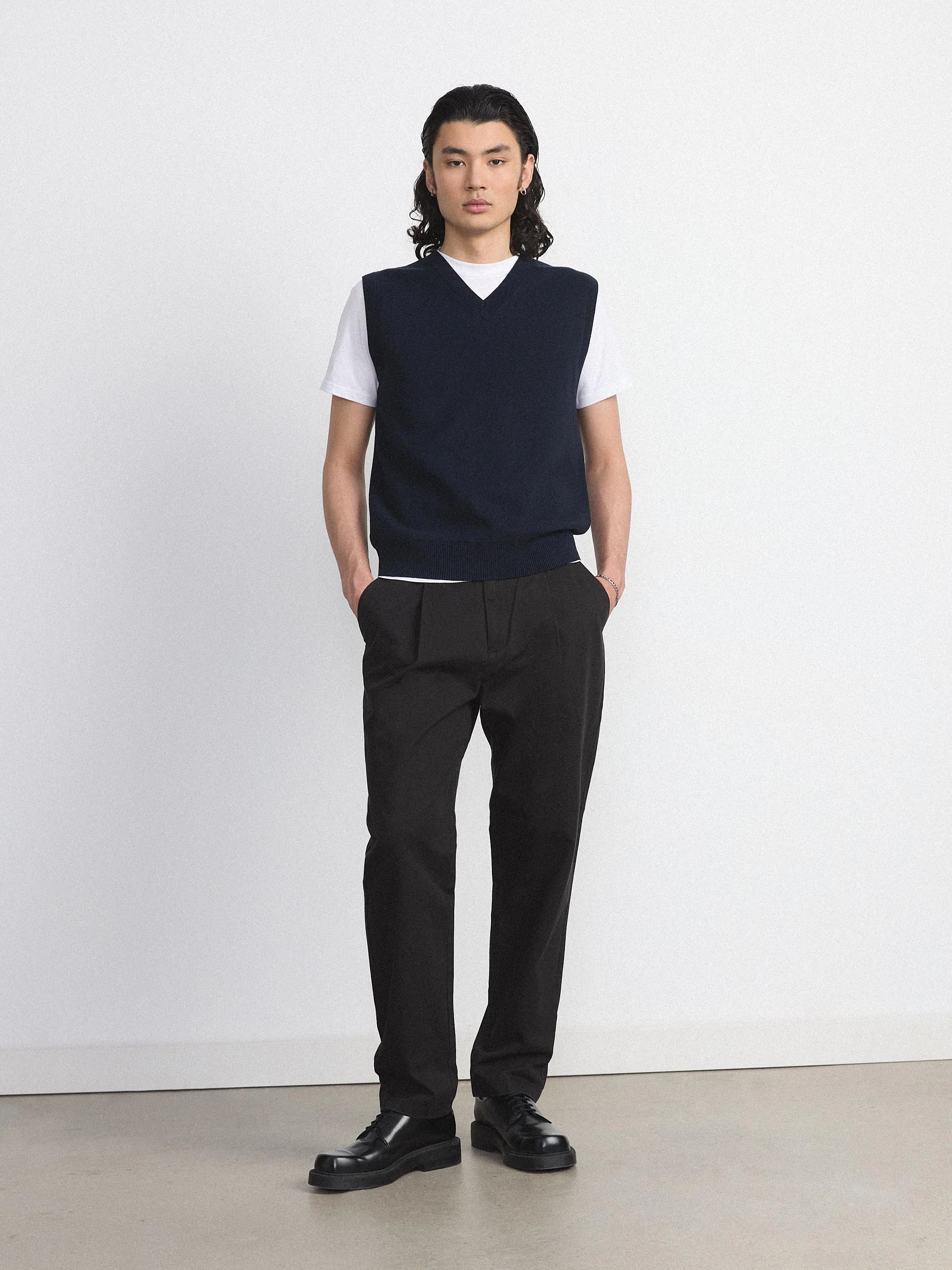 The V Neck Sweater Vest in Deep Blue