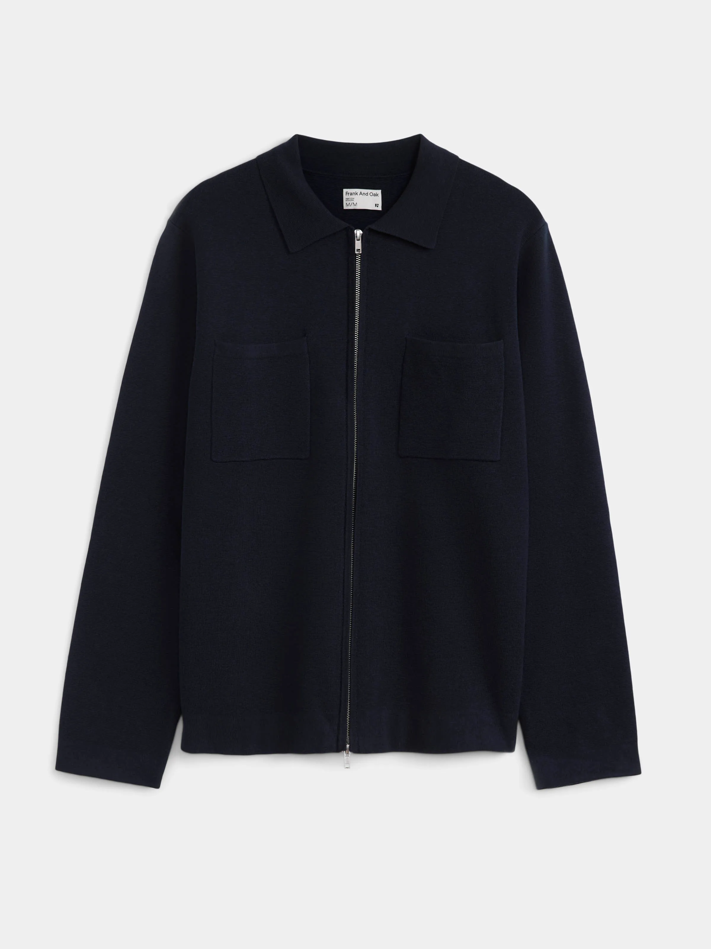 The Zip Up Knit Overshirt in Deep Blue