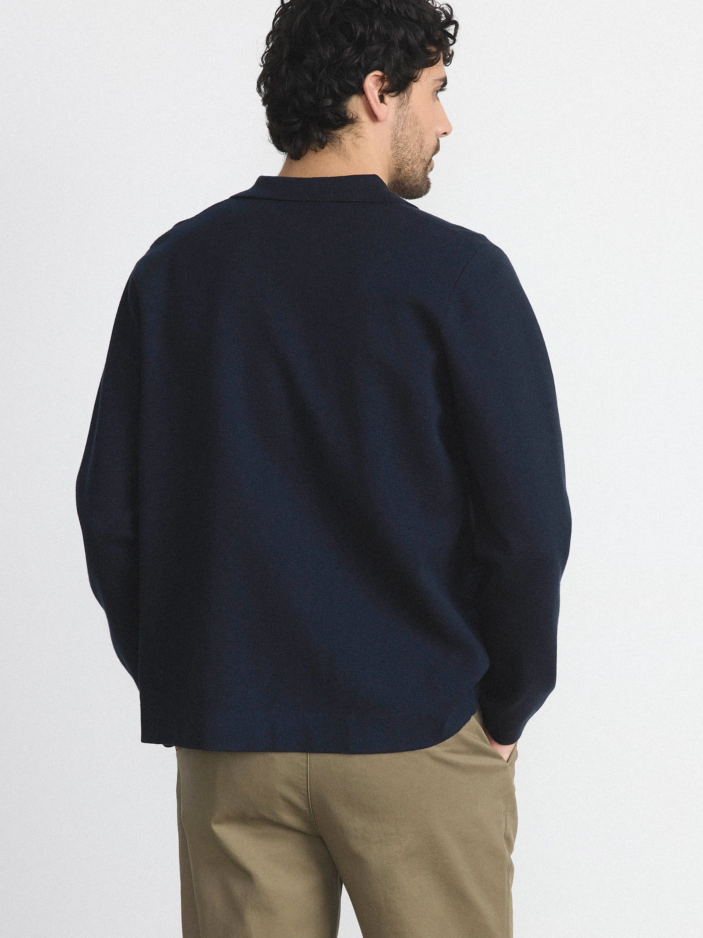 The Zip Up Knit Overshirt in Deep Blue