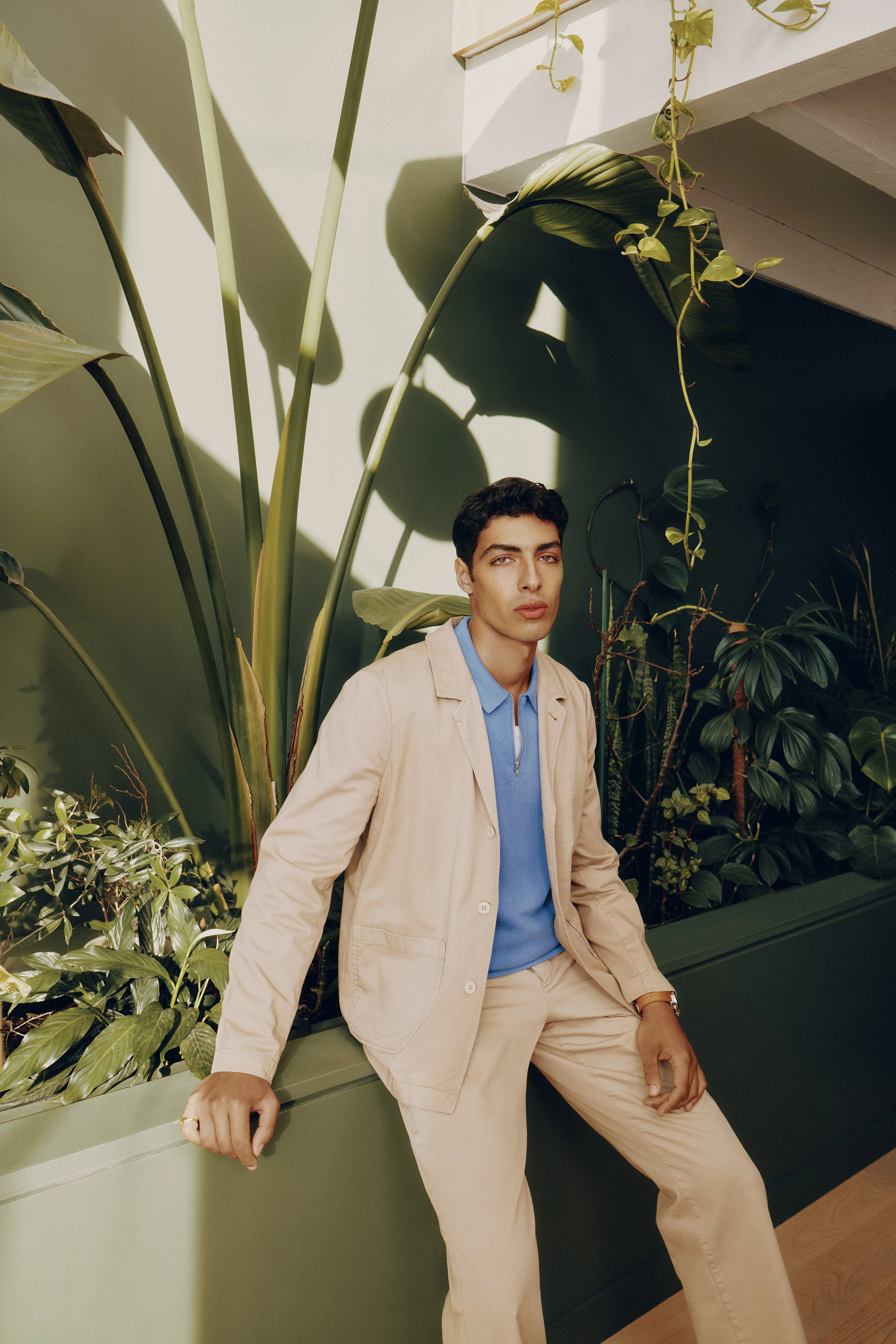 The Zip Up Polo Knit in Blue