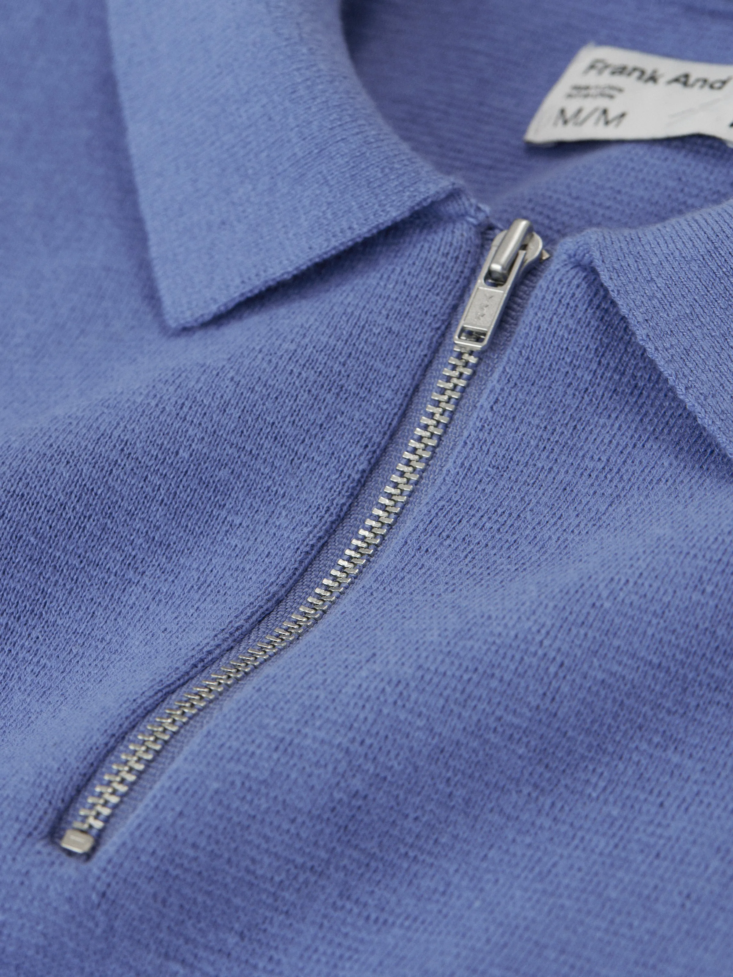 The Zip Up Polo Knit in Blue