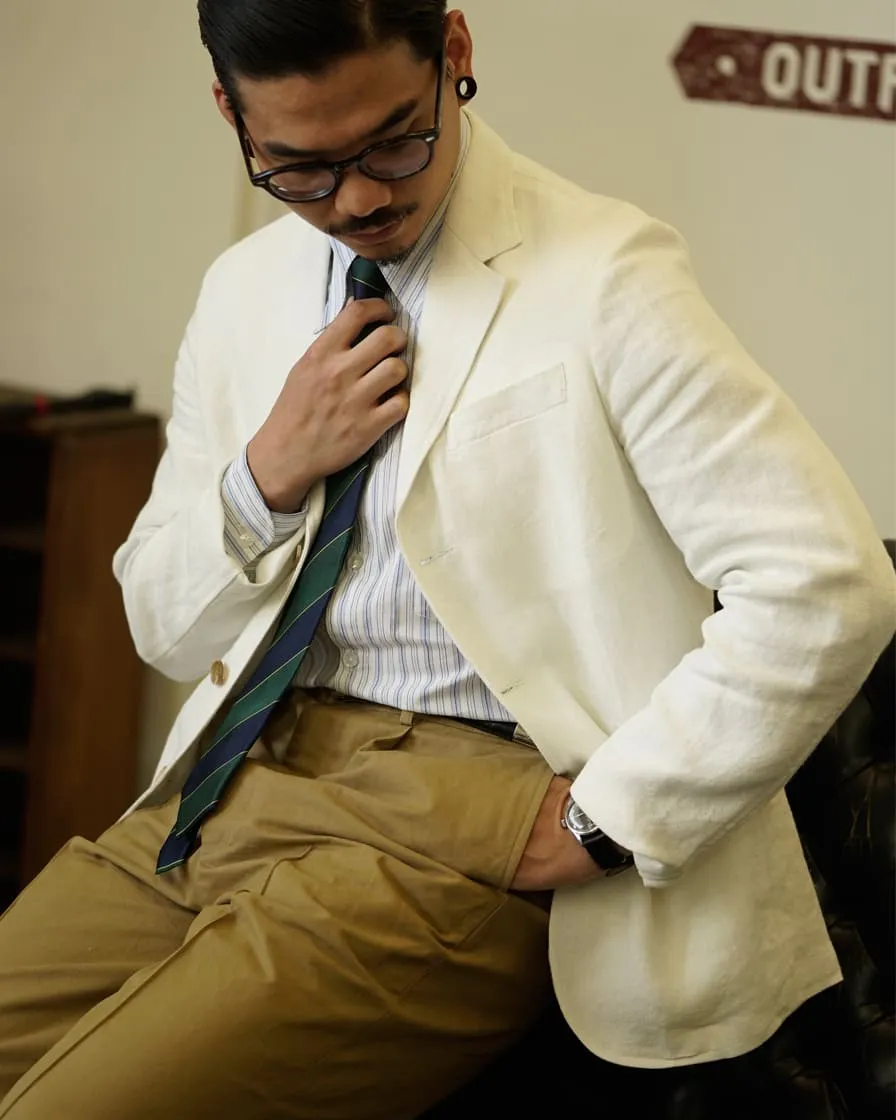 Three Button Cotton Linen Blazer