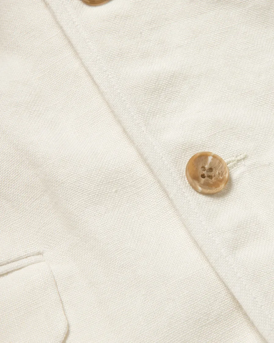 Three Button Cotton Linen Blazer