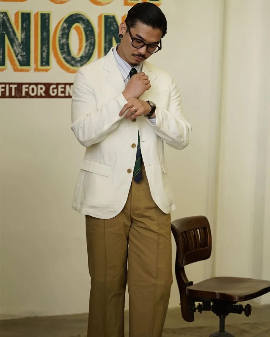Three Button Cotton Linen Blazer