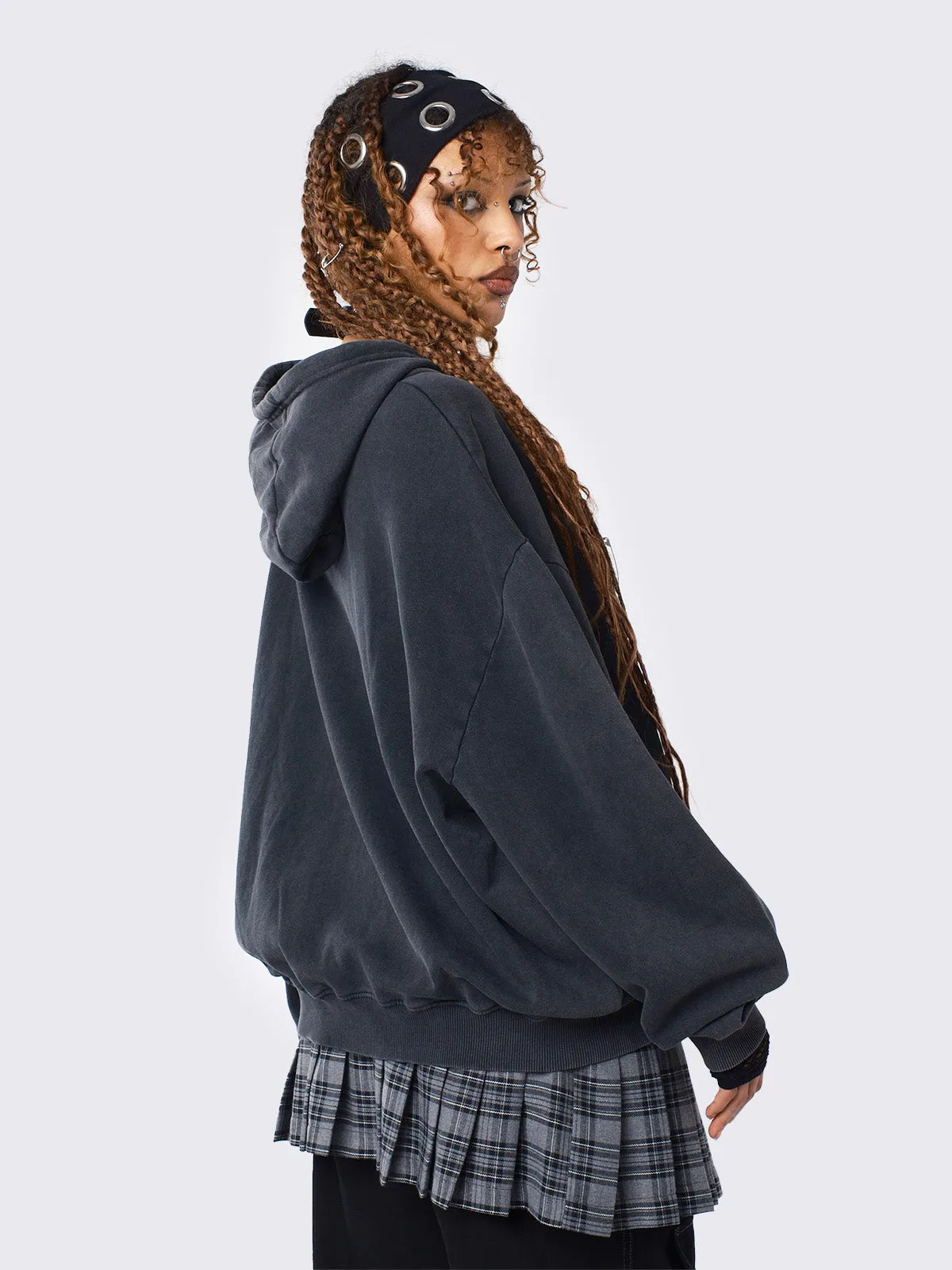 Oversized Zip-Up Hoodie in Washed Black from Umbra