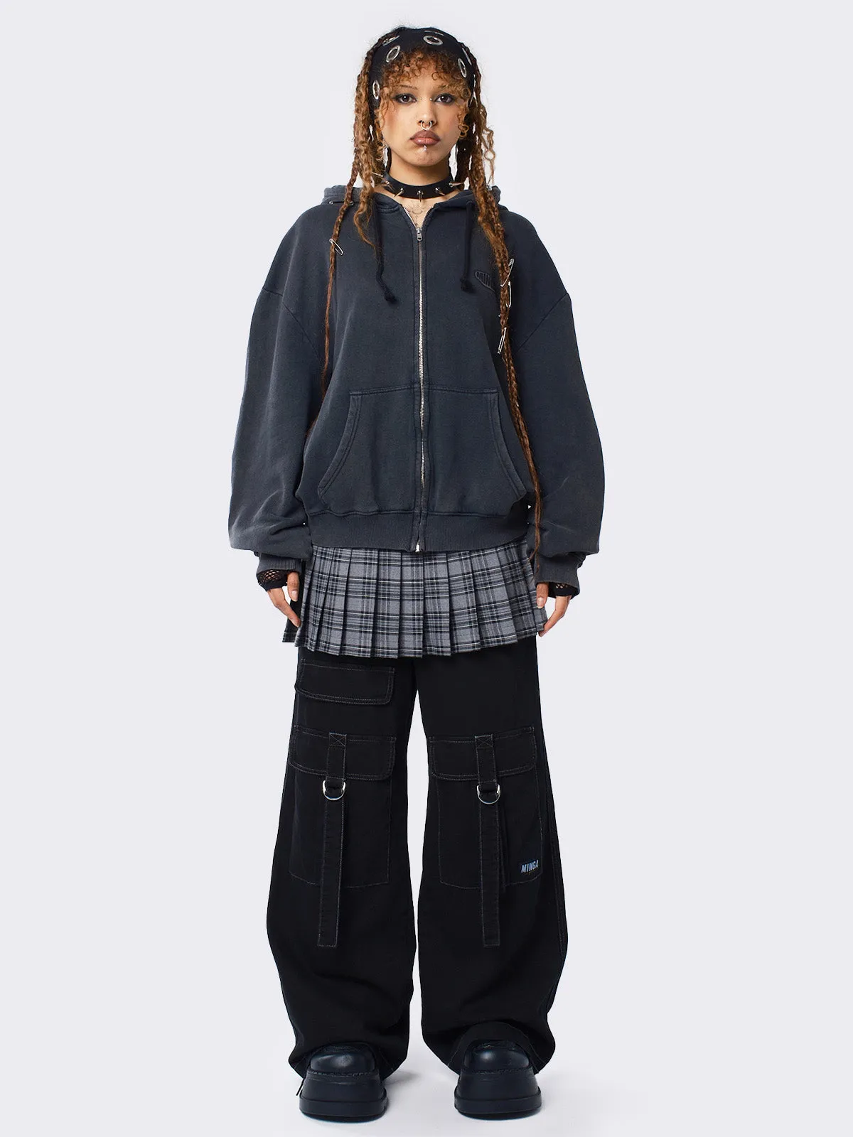 Oversized Zip-Up Hoodie in Washed Black from Umbra