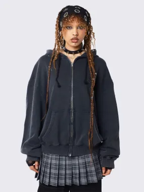 Oversized Zip-Up Hoodie in Washed Black from Umbra
