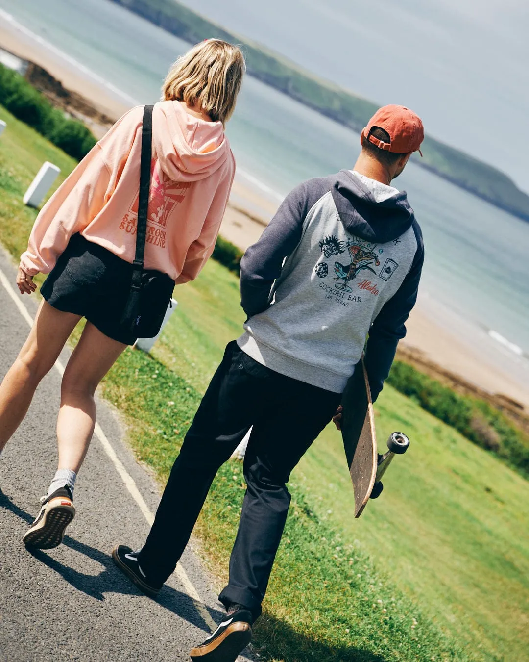 Vegas Cocktail - Mens Raglan Zip Hoodie - Grey
