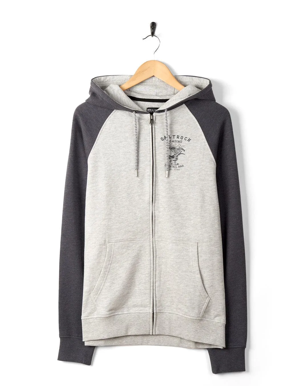 Vegas Cocktail - Mens Raglan Zip Hoodie - Grey