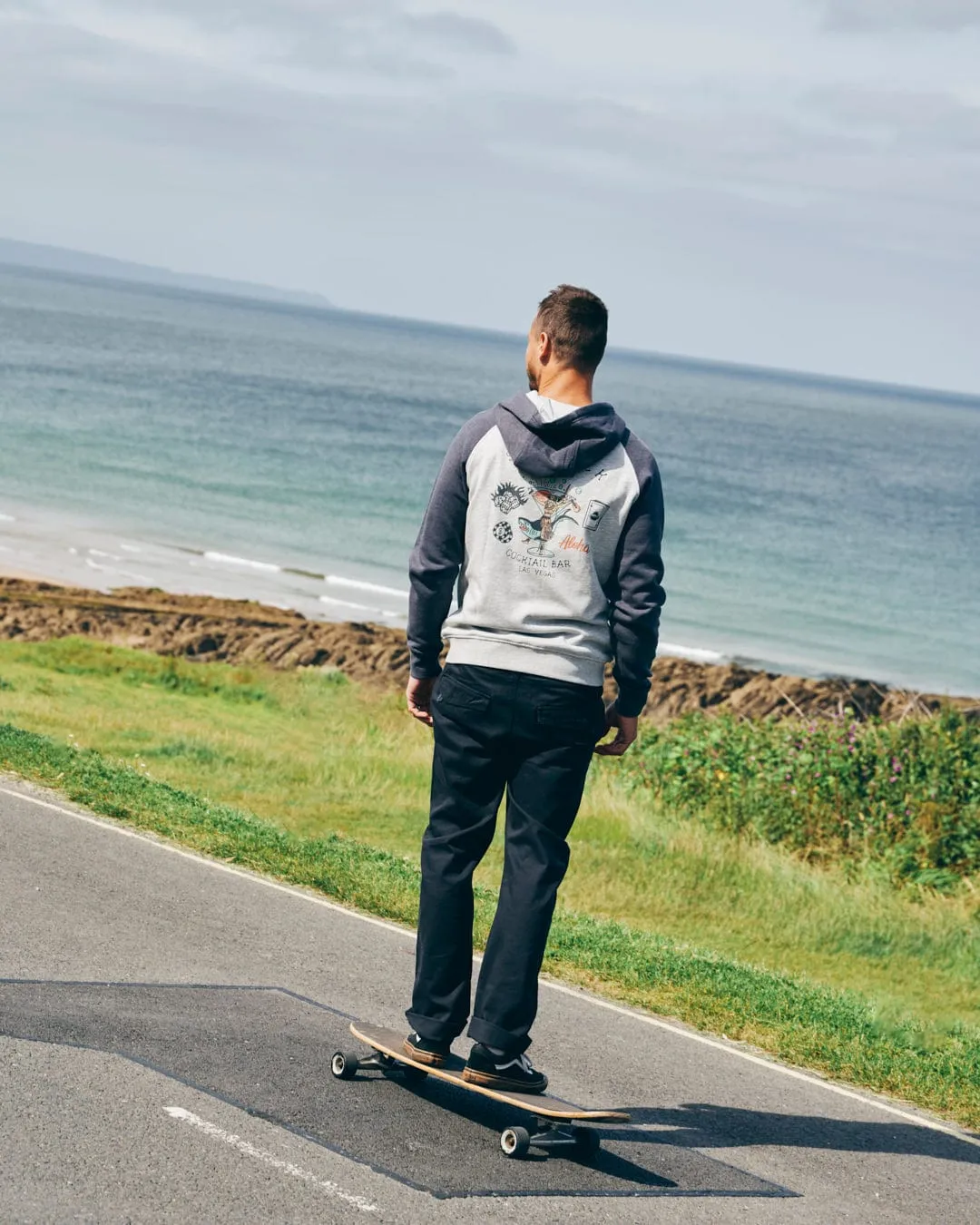 Vegas Cocktail - Mens Raglan Zip Hoodie - Grey