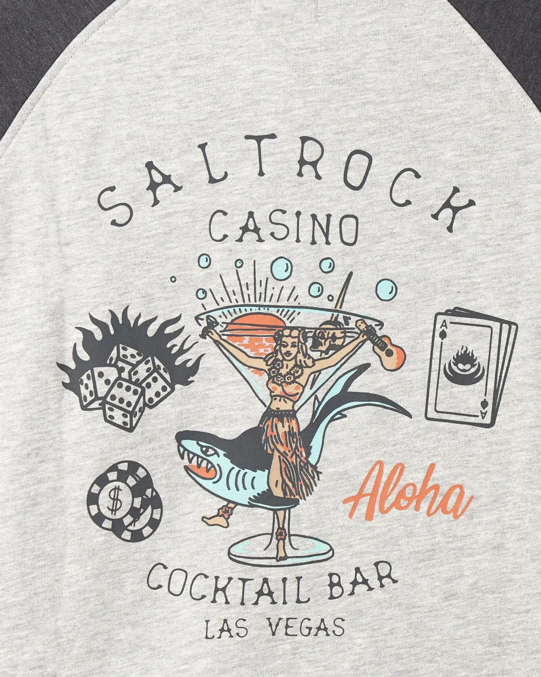 Vegas Cocktail - Mens Raglan Zip Hoodie - Grey