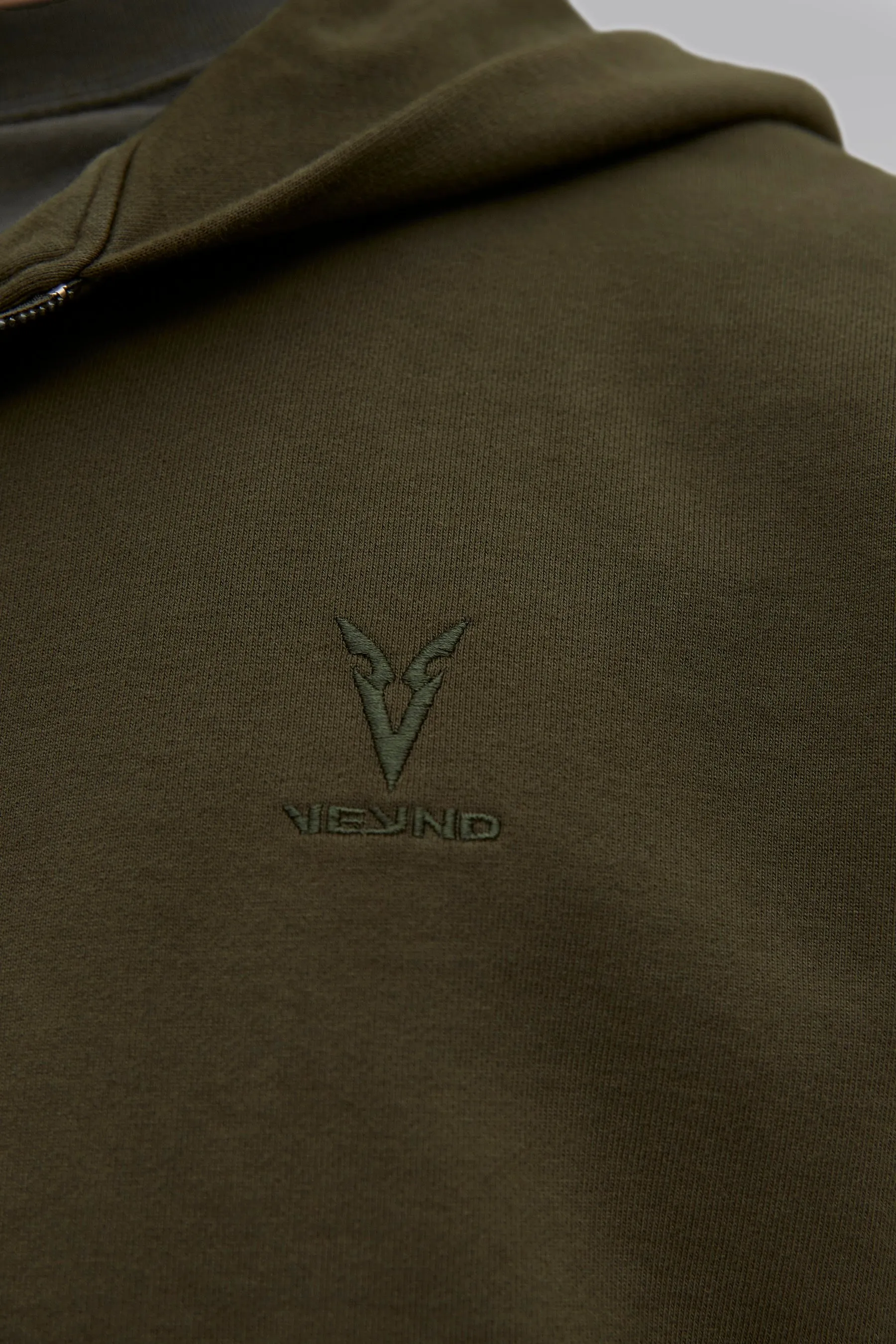 V_LYFE420 BOXY ZIP HOODIE - Khaki