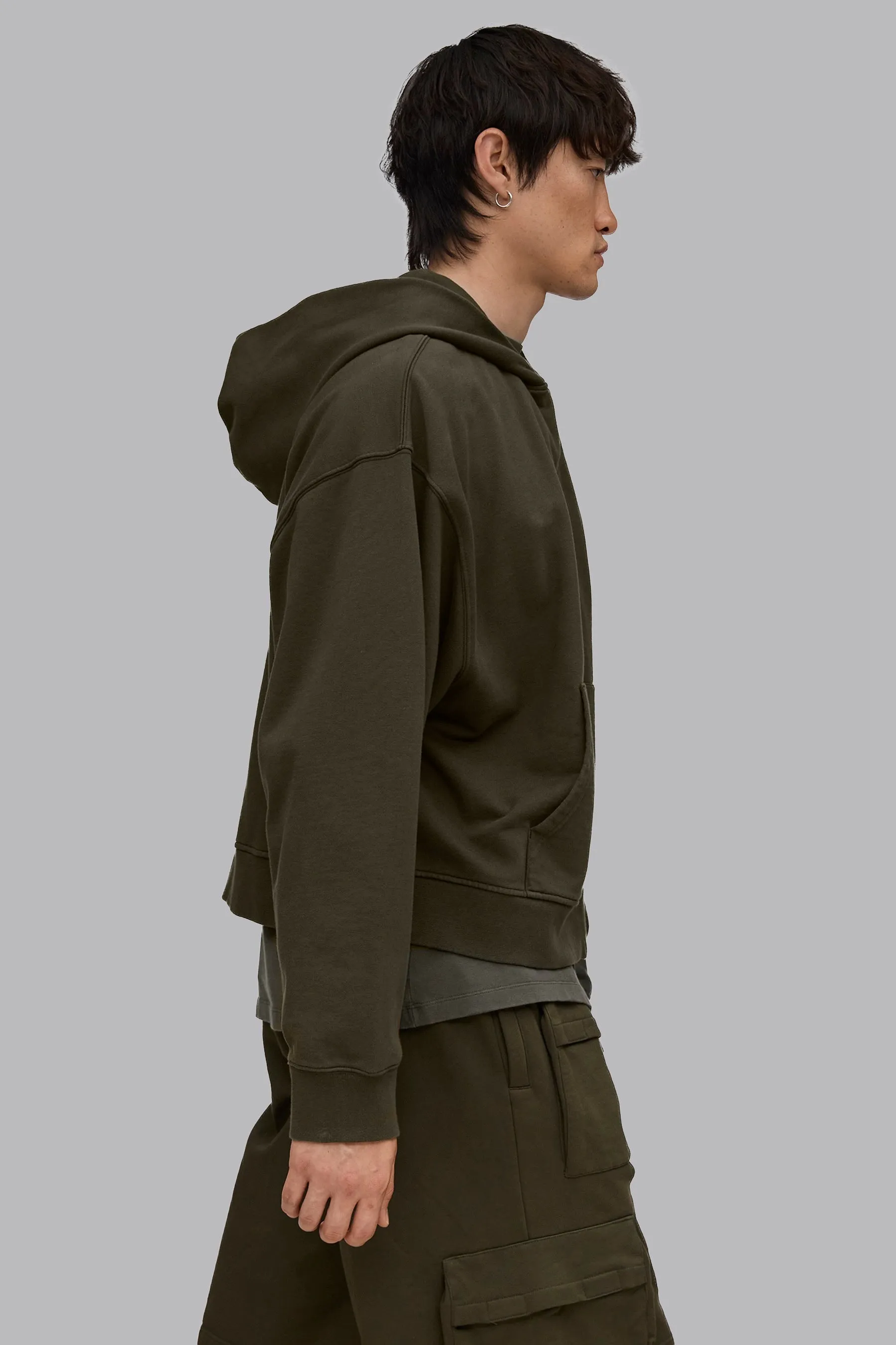 V_LYFE420 BOXY ZIP HOODIE - Khaki