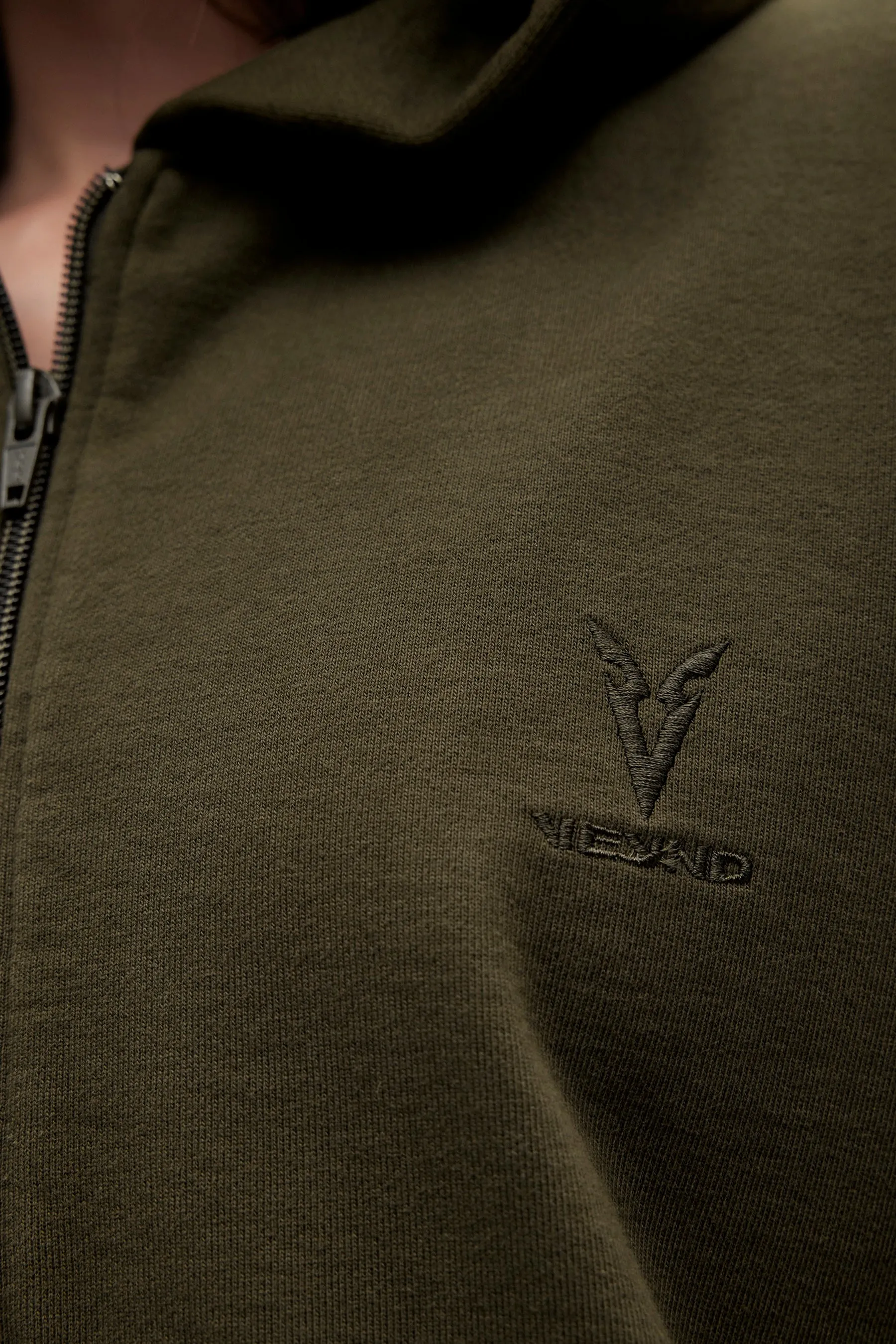 V_LYFE420 BOXY ZIP HOODIE - Khaki