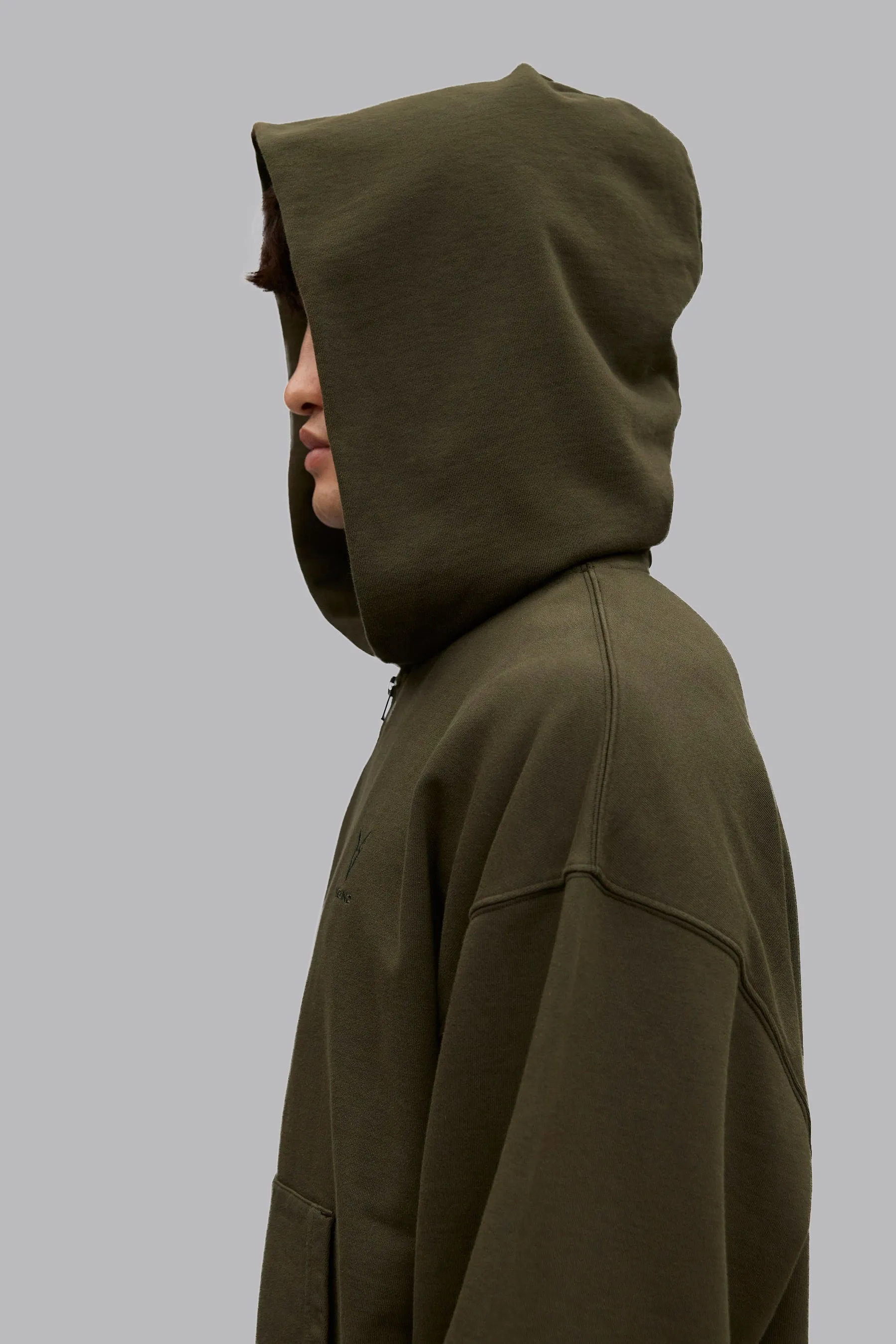 V_LYFE420 BOXY ZIP HOODIE - Khaki