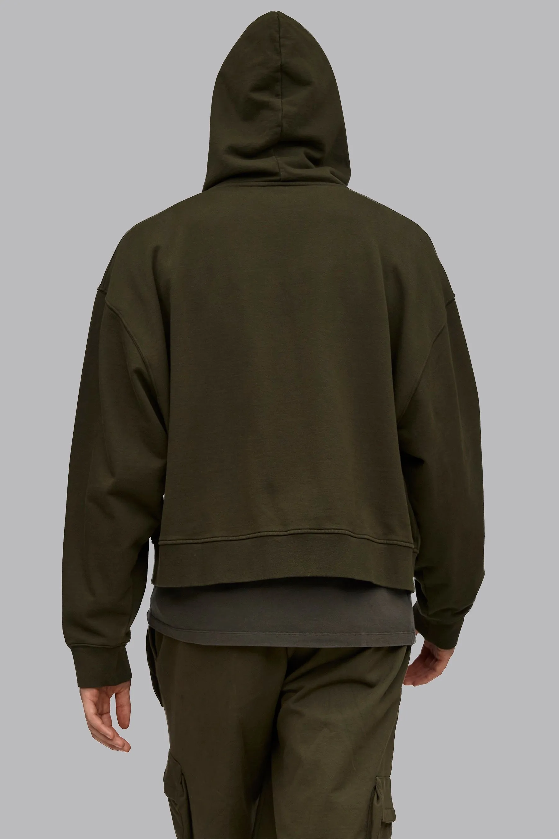 V_LYFE420 BOXY ZIP HOODIE - Khaki