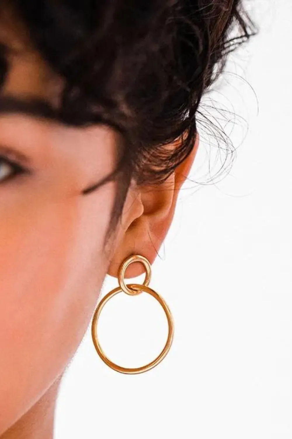 WATER RESISTANT DOUBLE RING DROP EARRINGS