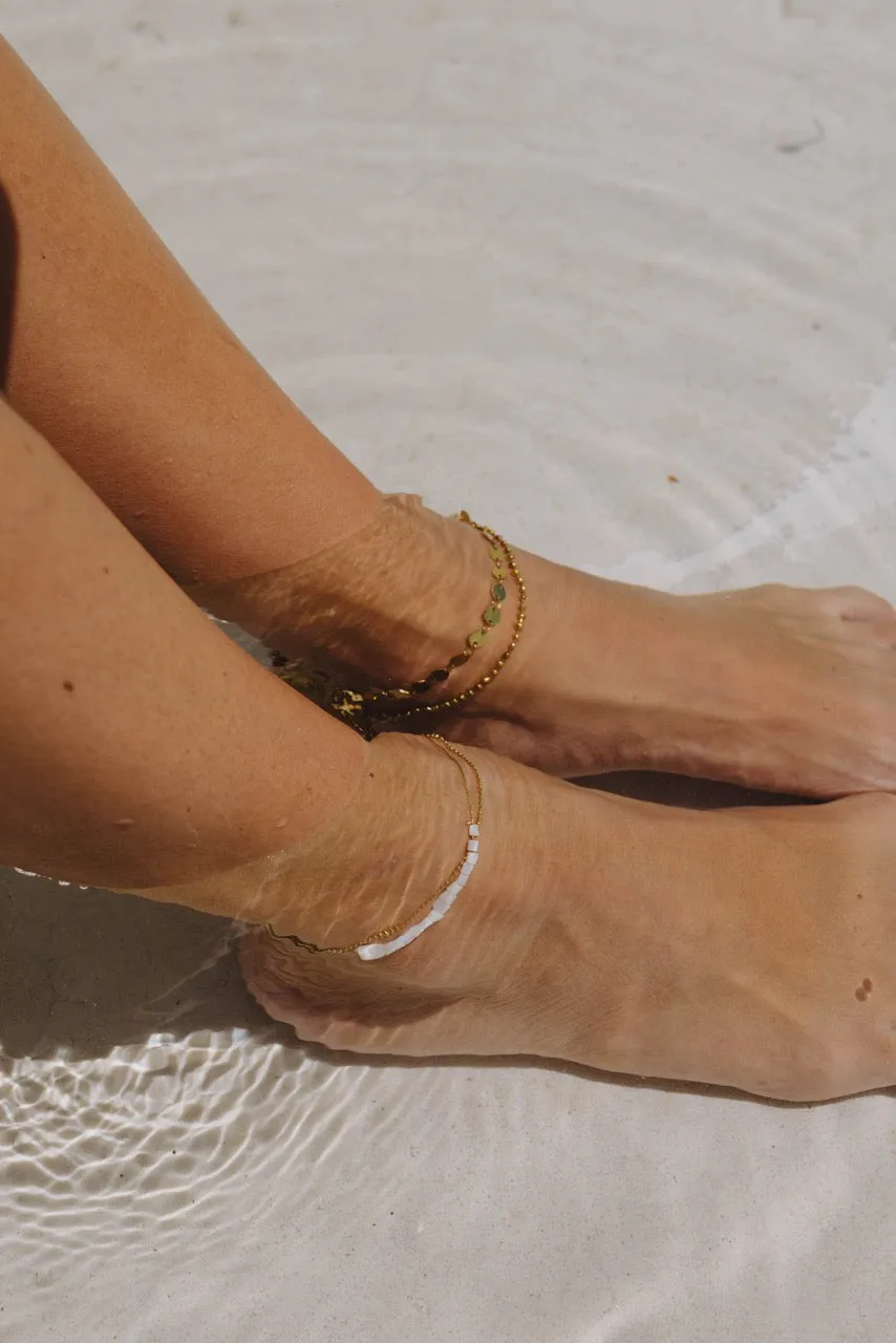 White Shell Double Layered Anklet