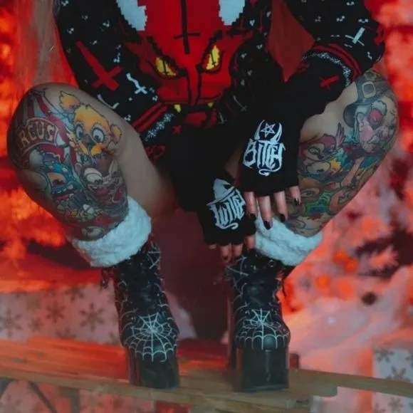 Witch Bitch Fingerless Knit Gloves | Thick and Soft Stretchy