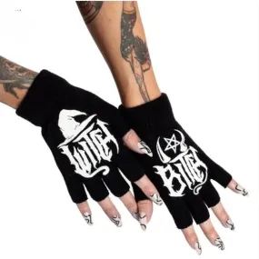 Witch Bitch Fingerless Knit Gloves | Thick and Soft Stretchy