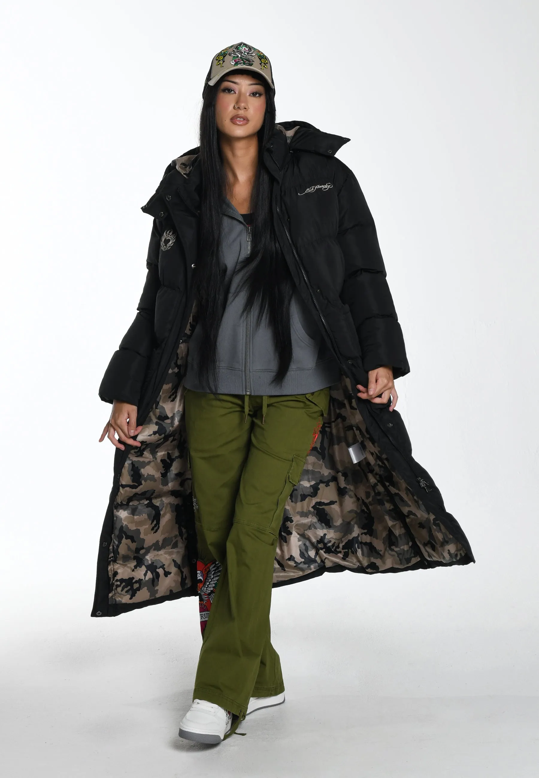 Womens Love Runs Wild Puffer Jacket - Black