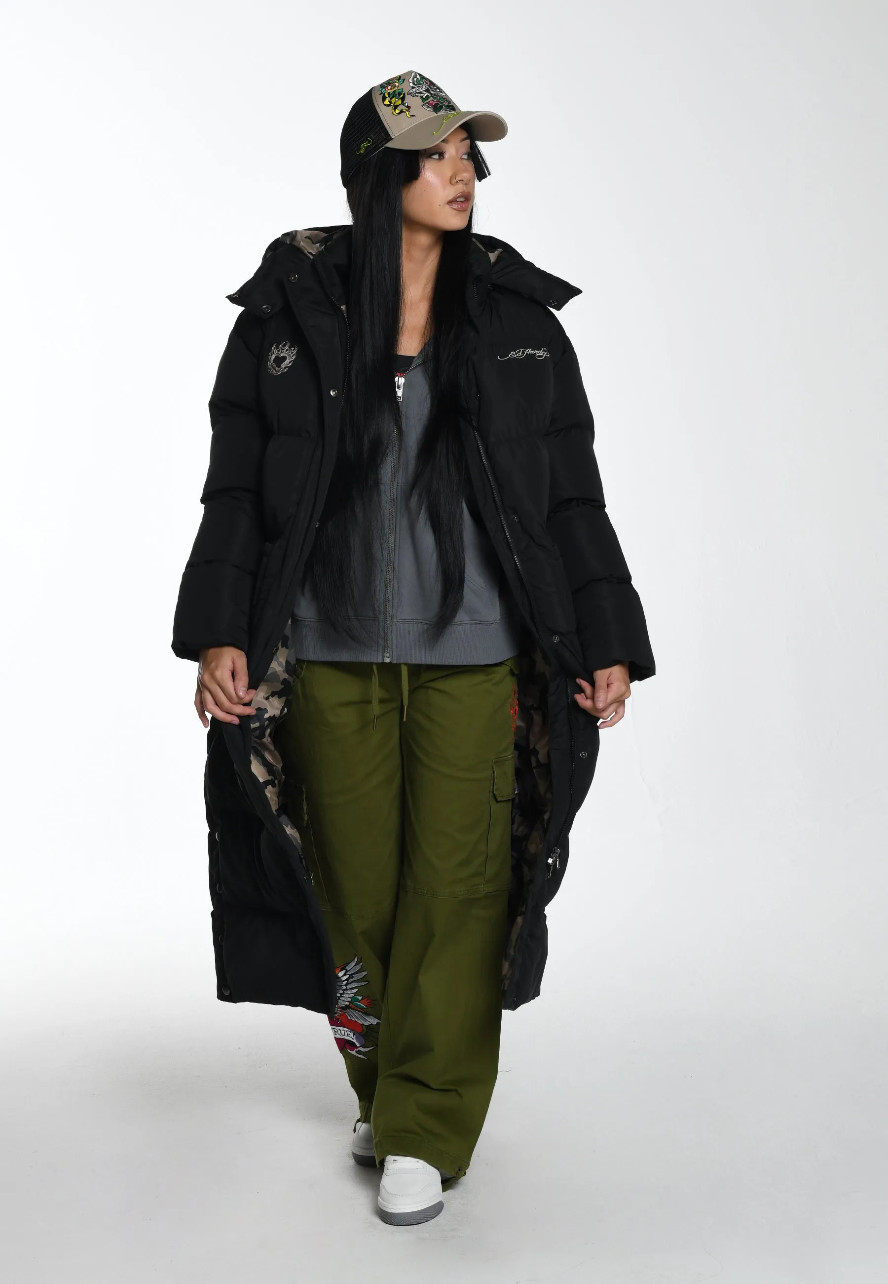 Womens Love Runs Wild Puffer Jacket - Black