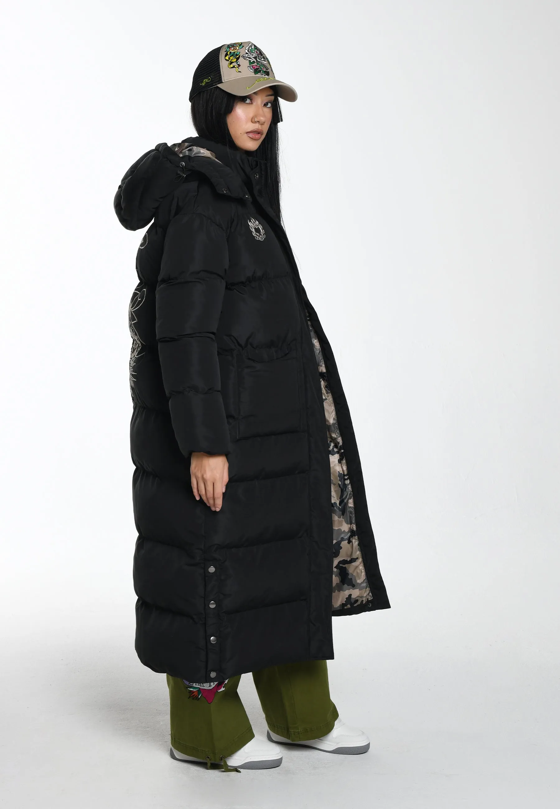 Womens Love Runs Wild Puffer Jacket - Black