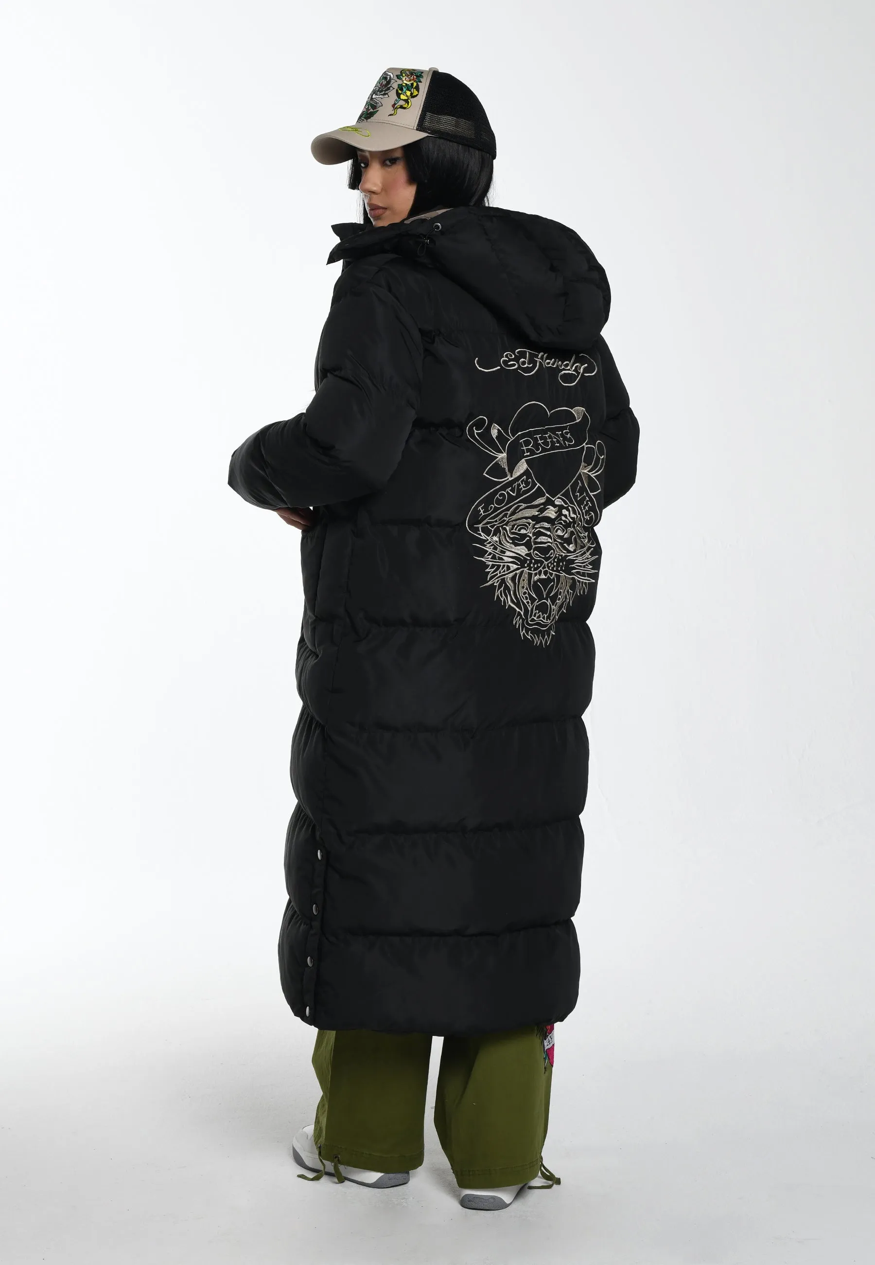 Womens Love Runs Wild Puffer Jacket - Black
