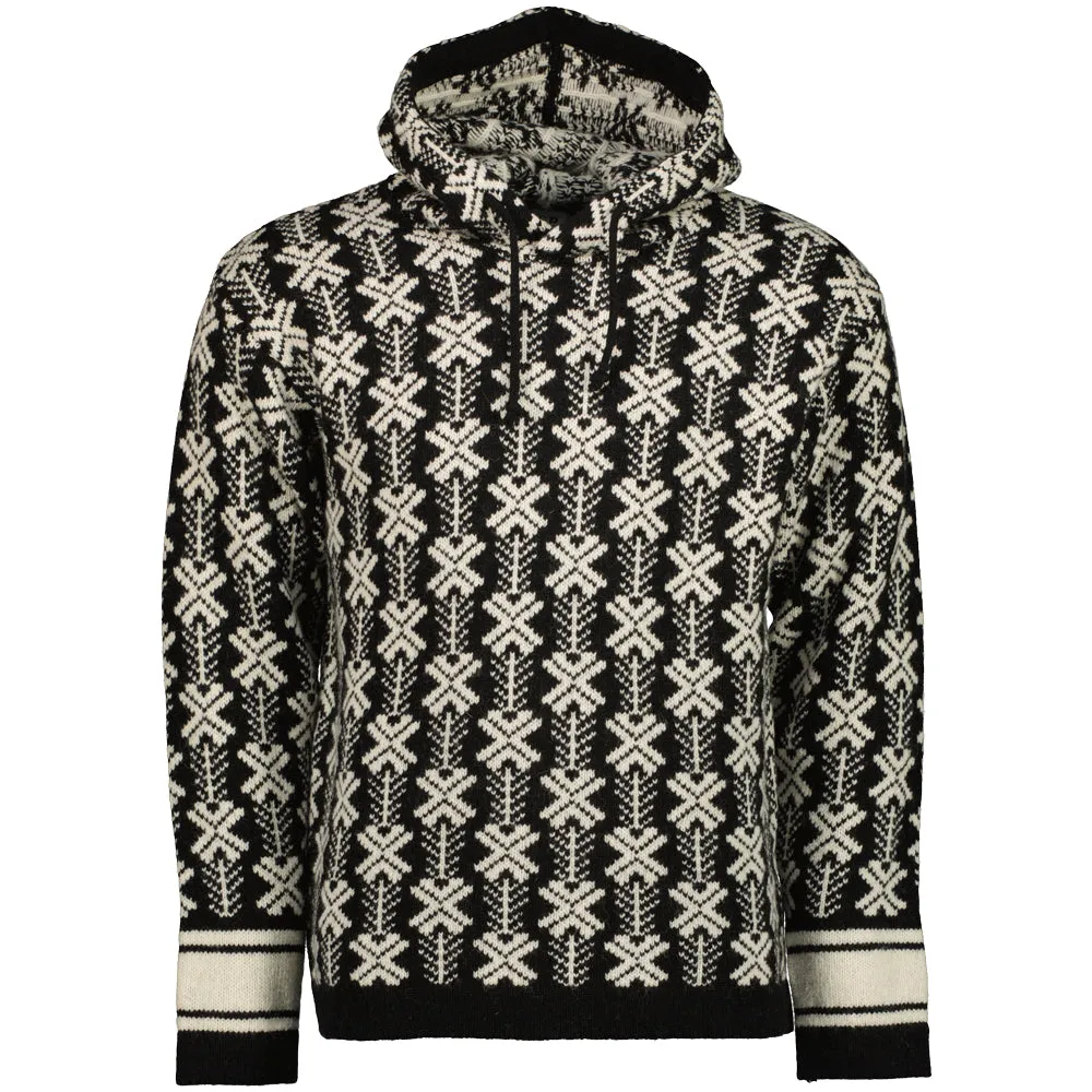 Wool Jacquard Logo Hooded Knit