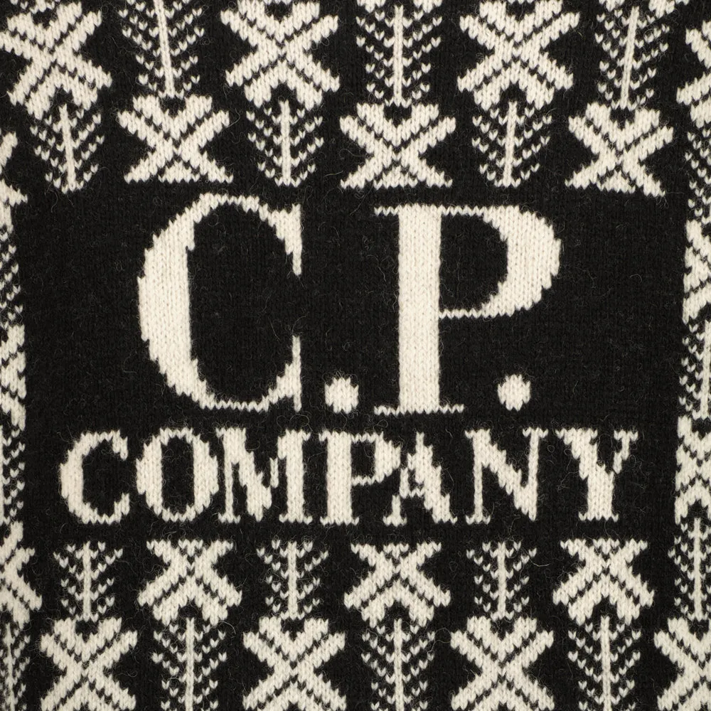 Wool Jacquard Logo Hooded Knit