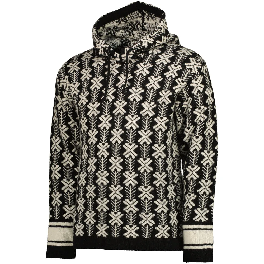 Wool Jacquard Logo Hooded Knit